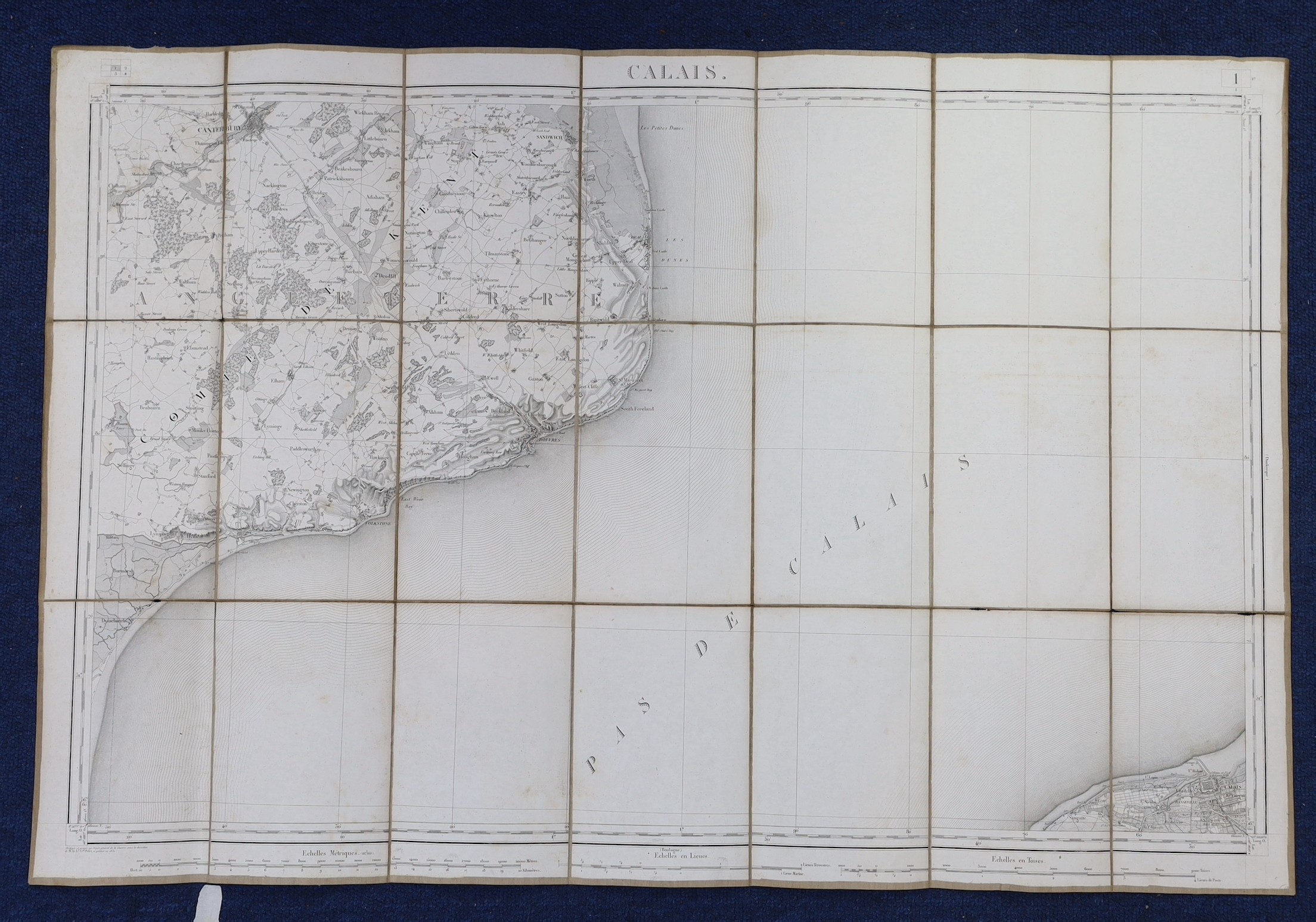 Picquet, Charles - France, an incomplete set of 53 engraved linen backed folding maps, including those numbered 1-8, 10-15, 22, 30, 32, 36-38, 43-45, 54-55, 64-65, 66, 68, 70, 80, 82-85, 95, 97-100, 114-115, 140 and 151,